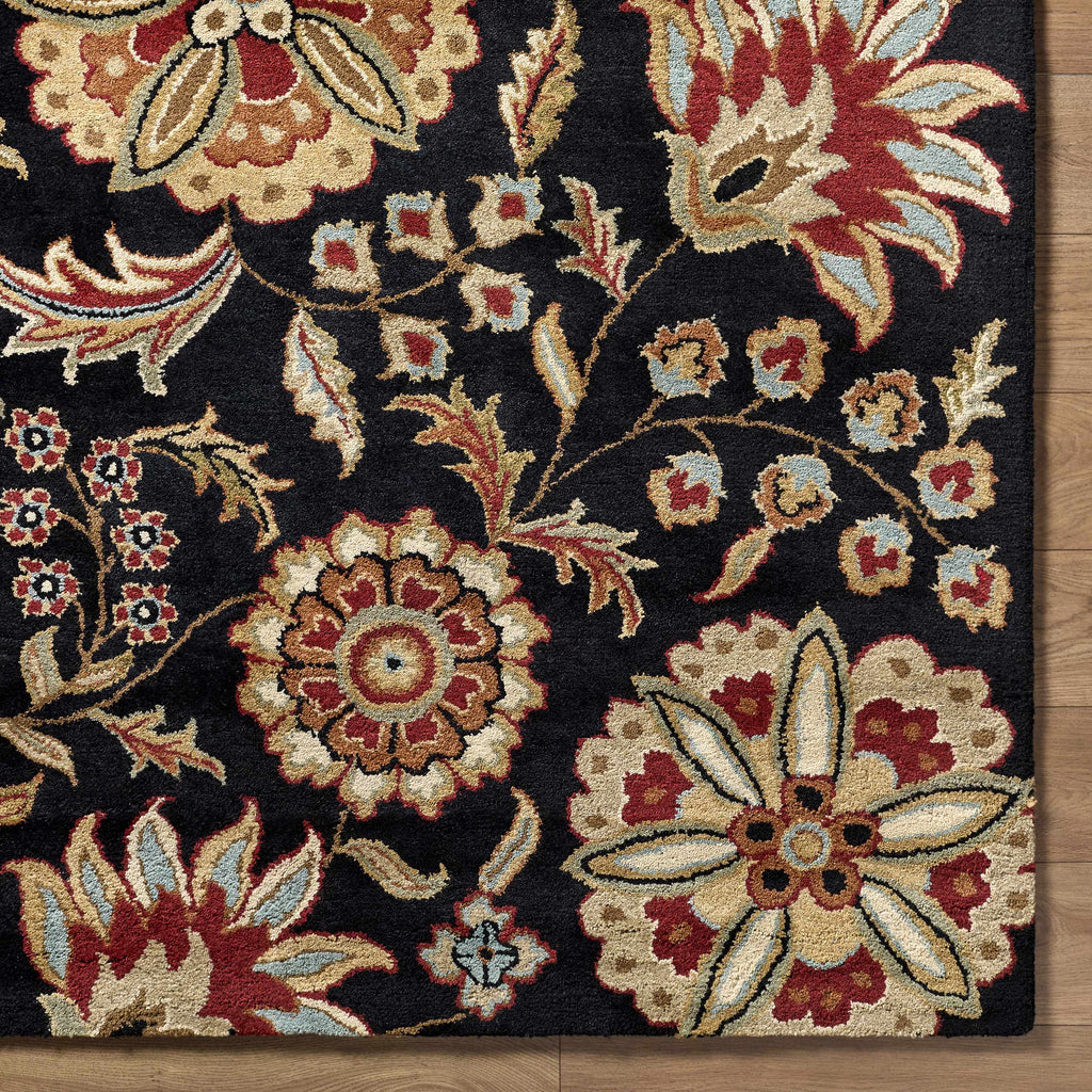 Heaters Black Floral Wool Carpet
