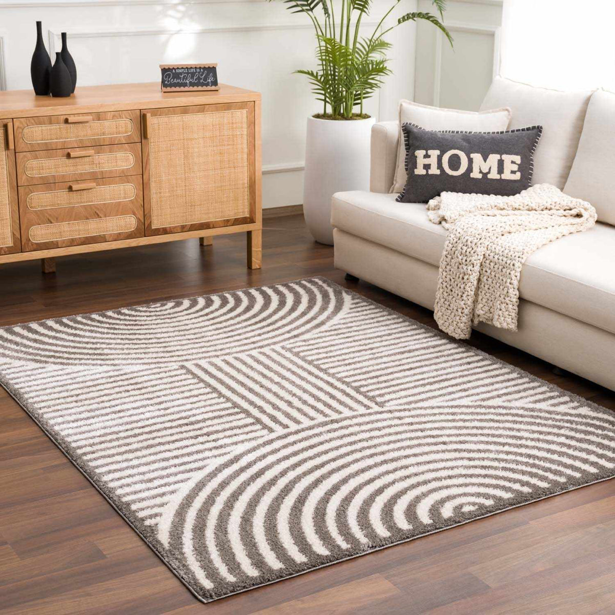 Allard Charcoal Washable Area Rug