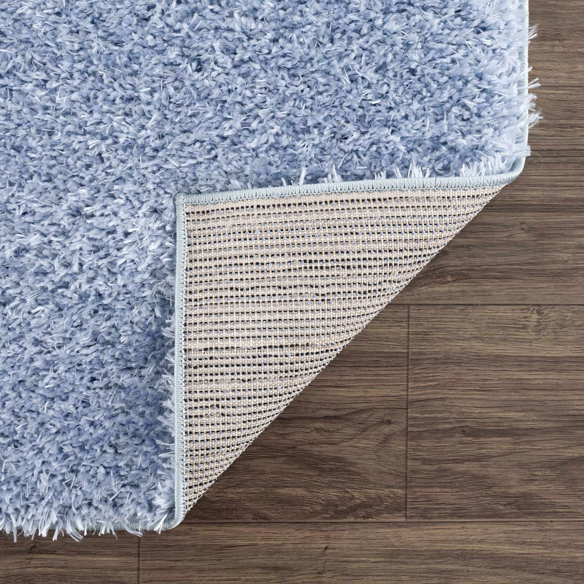 Faina Solid Aqua Shag Washable Area Rug