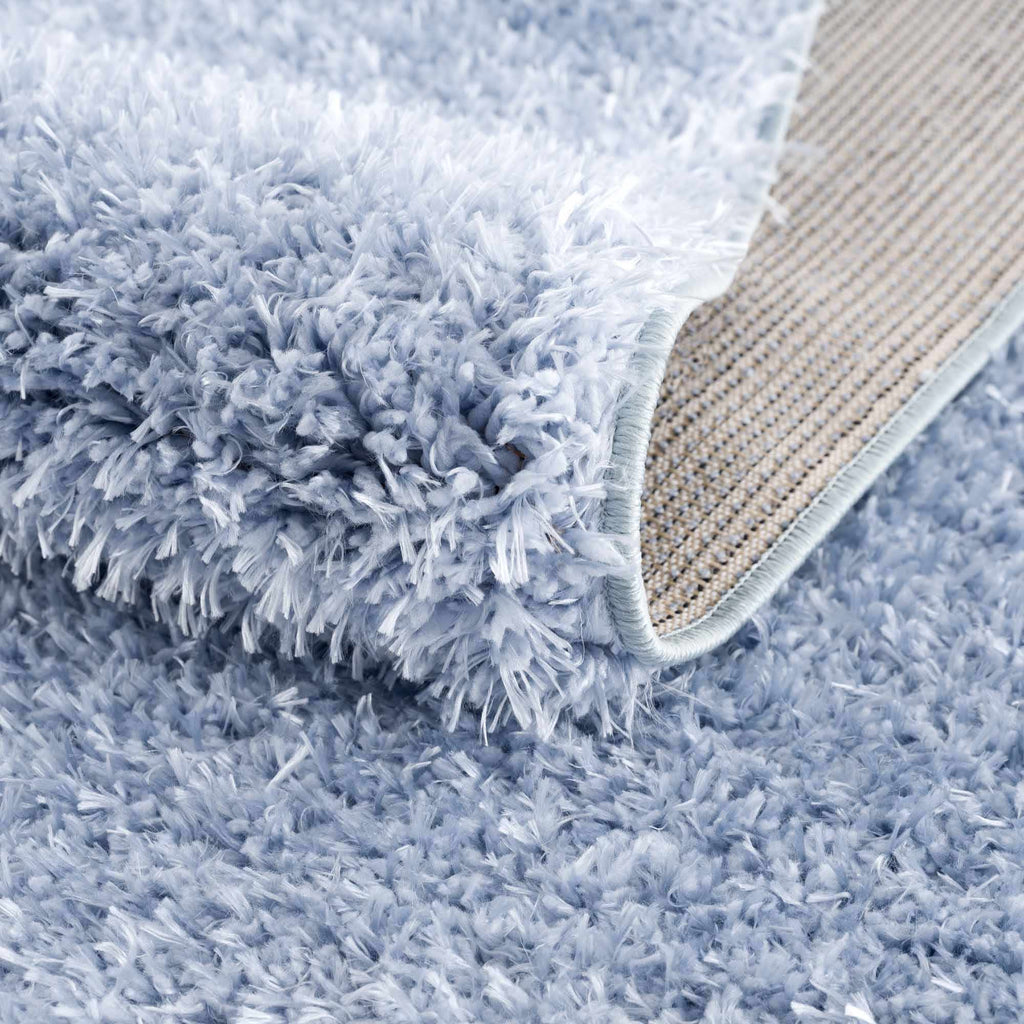 Faina Solid Aqua Shag Washable Area Rug