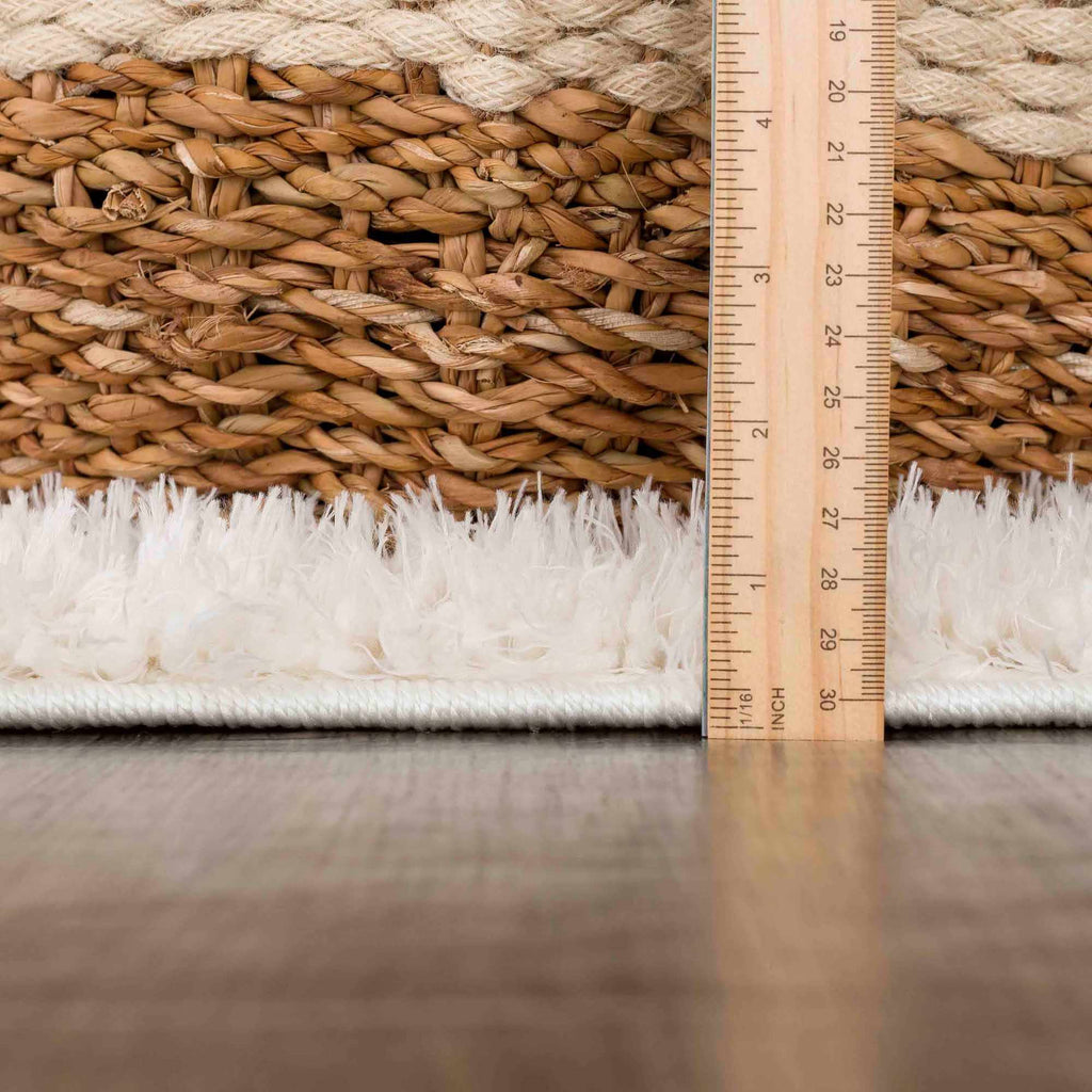 Faina Solid Cream Shag Washable Area Rug
