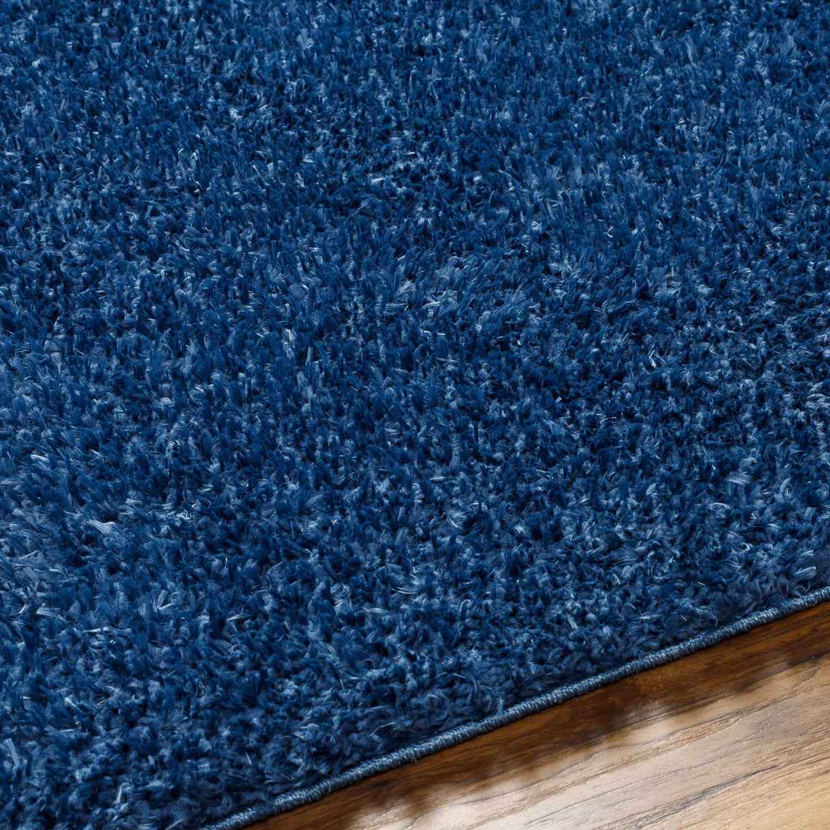 Faina Solid Dark Blue Shag Washable Area Rug