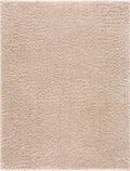 Faina Solid Beige Shag Washable Area Rug - Clearance