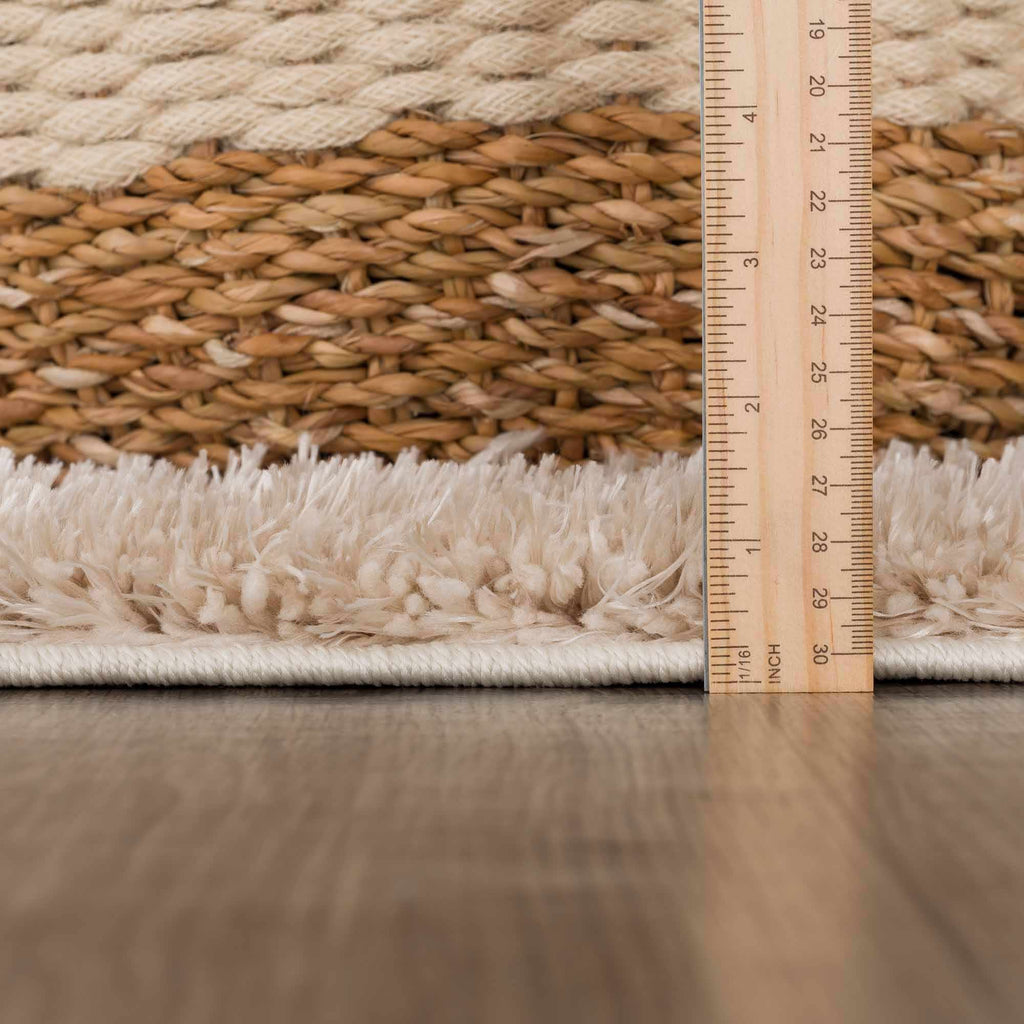 Faina Solid Beige Shag Washable Area Rug - Clearance