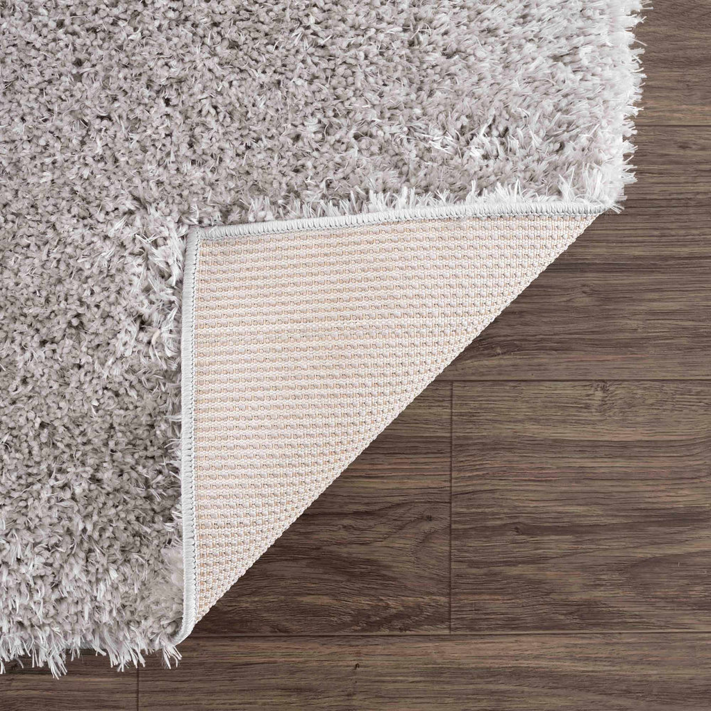 Faina Solid Light Gray Shag Washable Area Rug