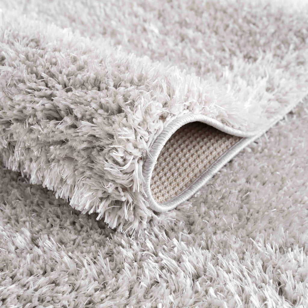Faina Solid Light Gray Shag Washable Area Rug