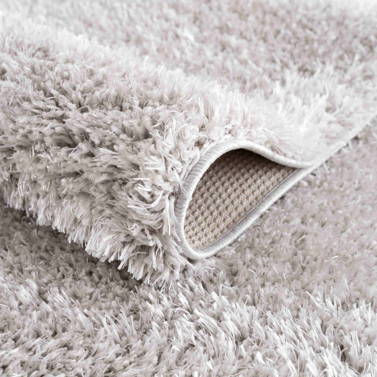 Faina Solid Light Gray Shag Washable Area Rug