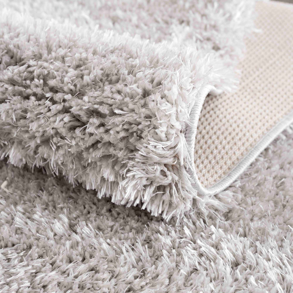 Faina Solid Light Gray Shag Washable Area Rug