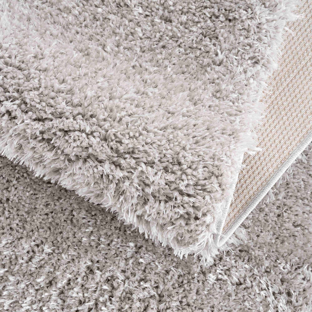 Faina Solid Light Gray Shag Washable Area Rug