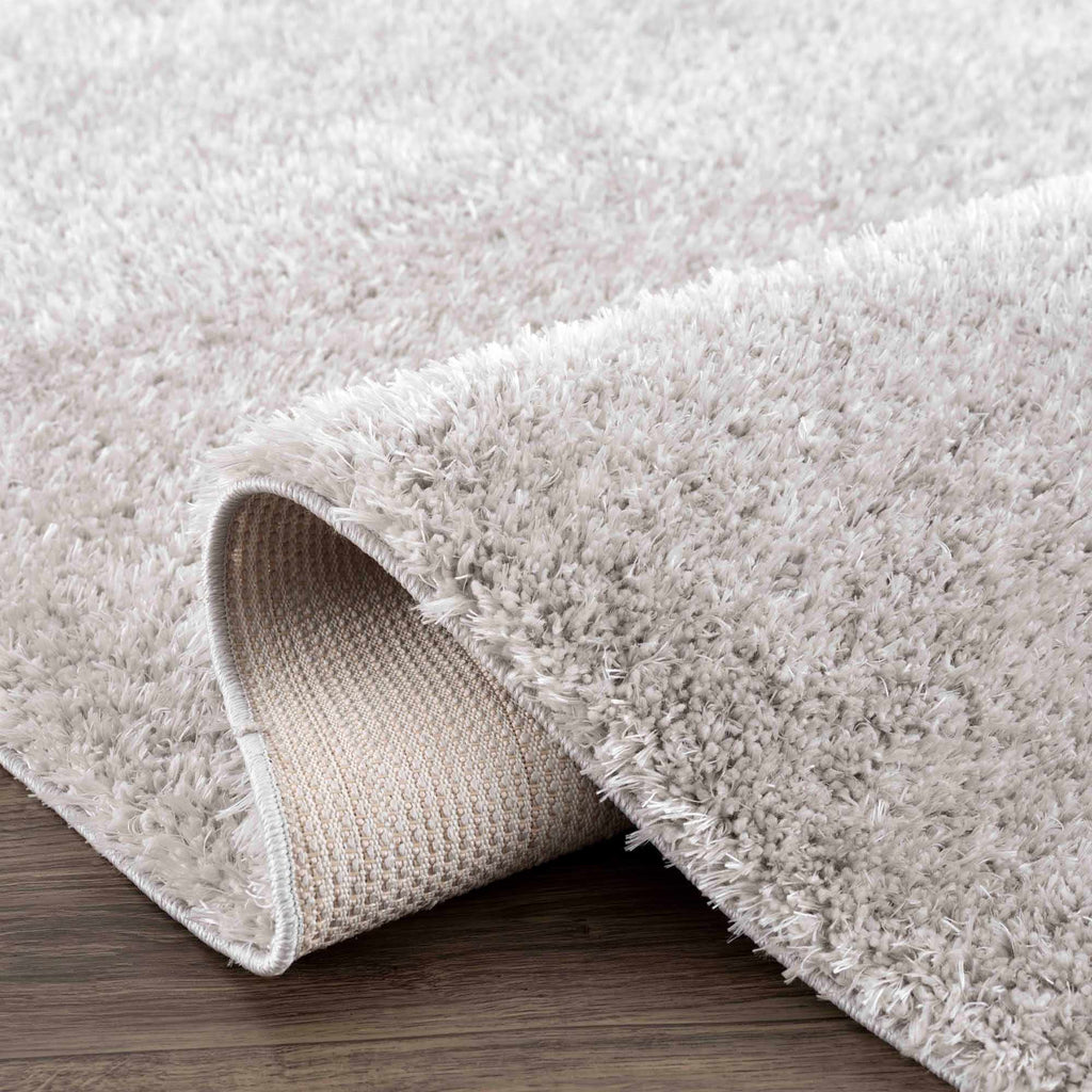 Faina Solid Light Gray Shag Washable Area Rug