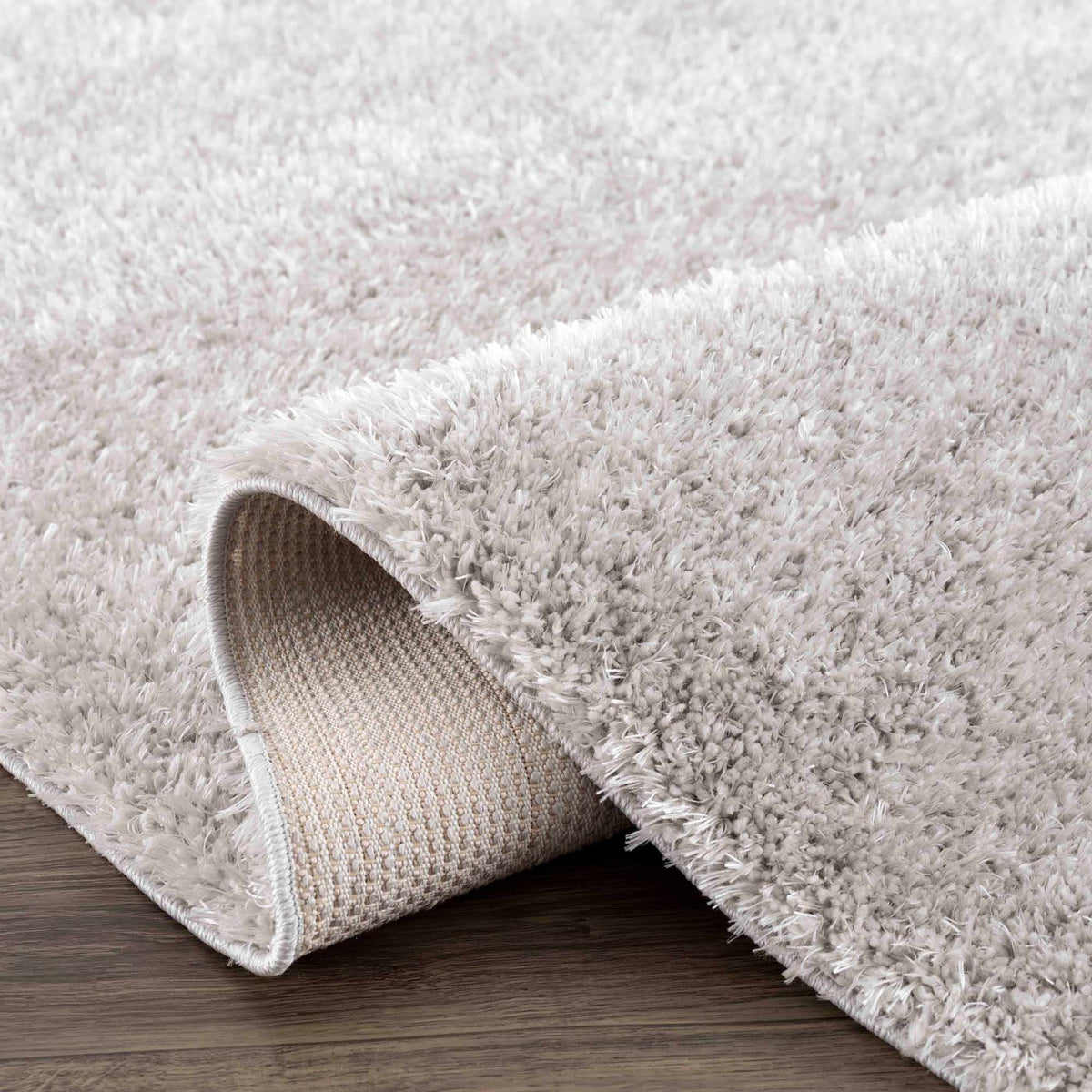 Faina Solid Light Gray Shag Washable Area Rug