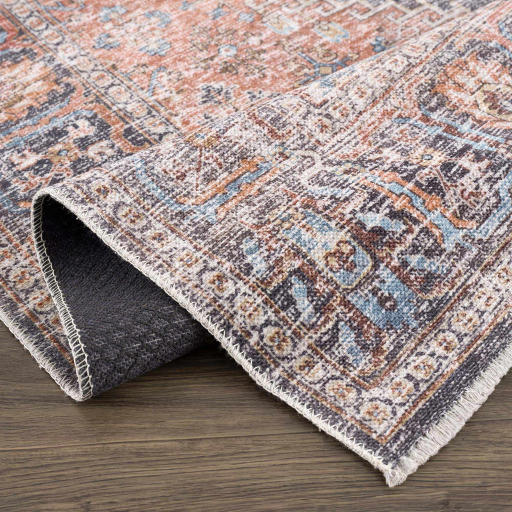 Blue Burgundy Holi-2302 Washable Area Rug