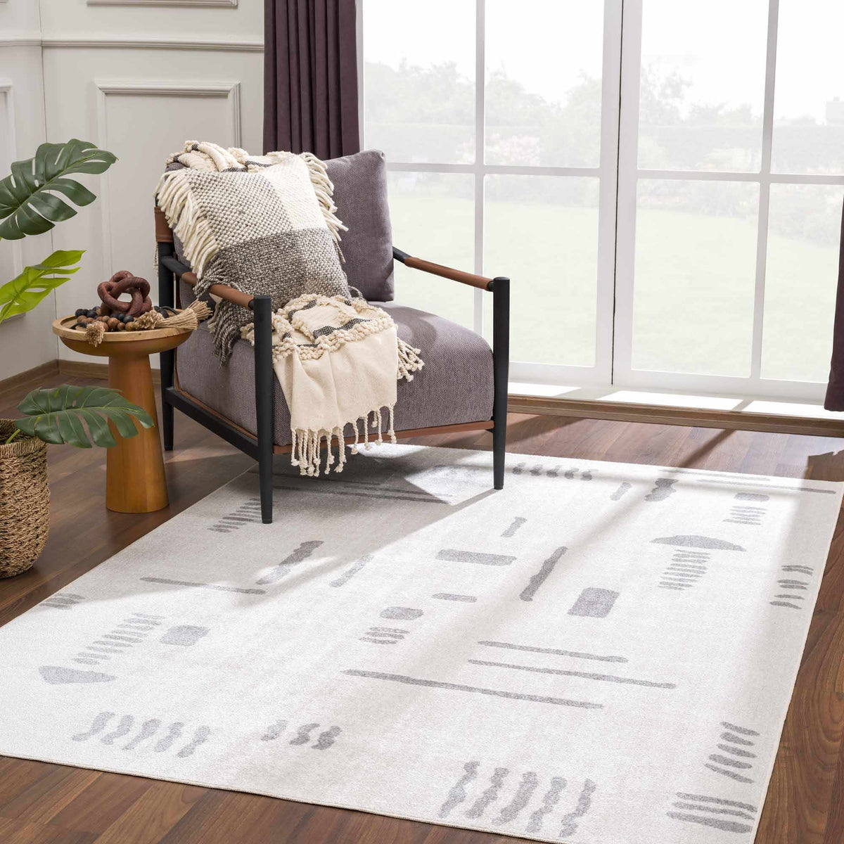 Eitan Modern Washable Off-White Rug - Clearance