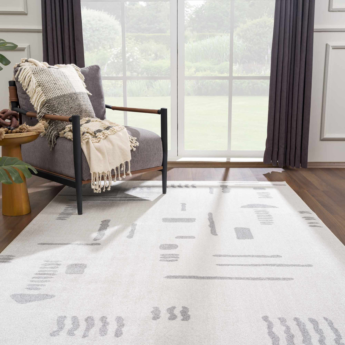 Eitan Modern Washable Off-White Rug - Clearance