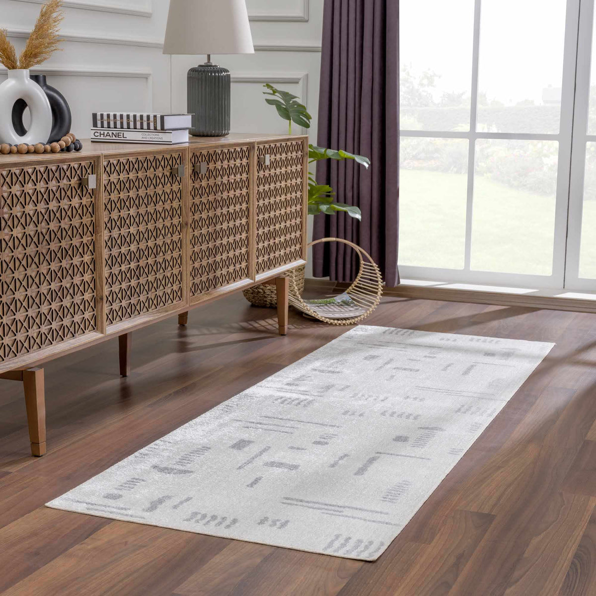 Eitan Modern Washable Off-White Rug - Clearance