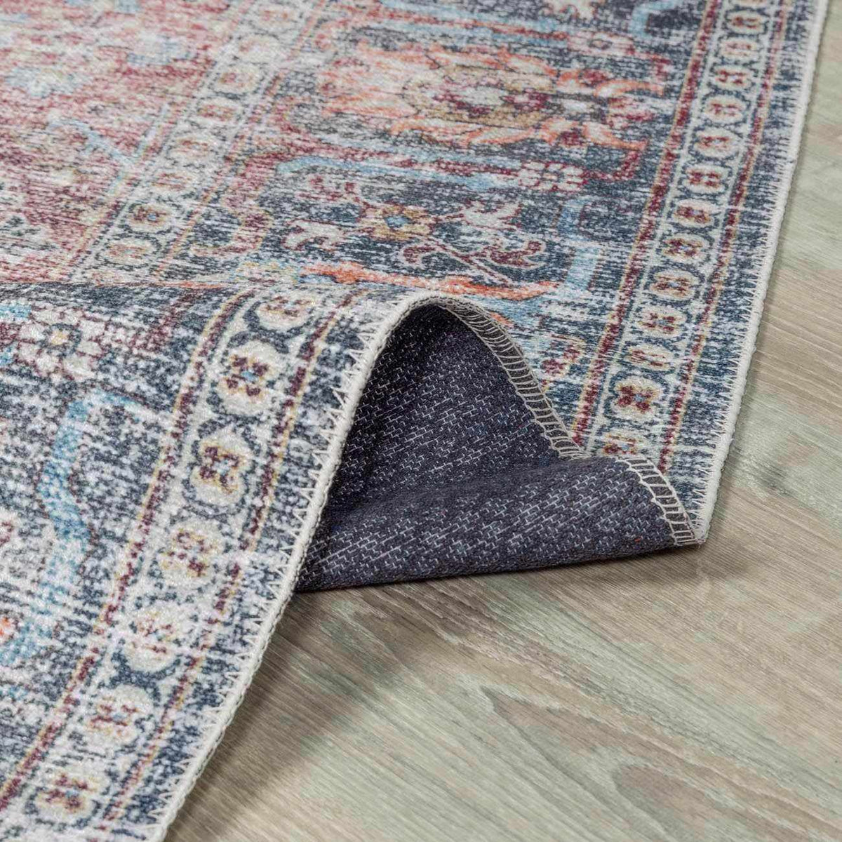 Blue Burgundy Holi-2302 Washable Area Rug