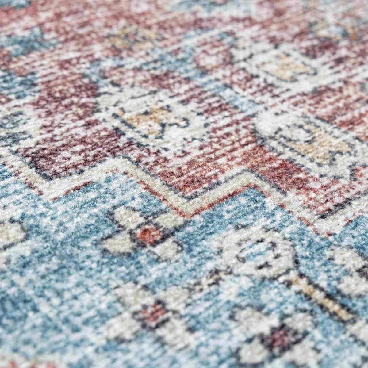 Blue Burgundy Holi-2302 Washable Area Rug