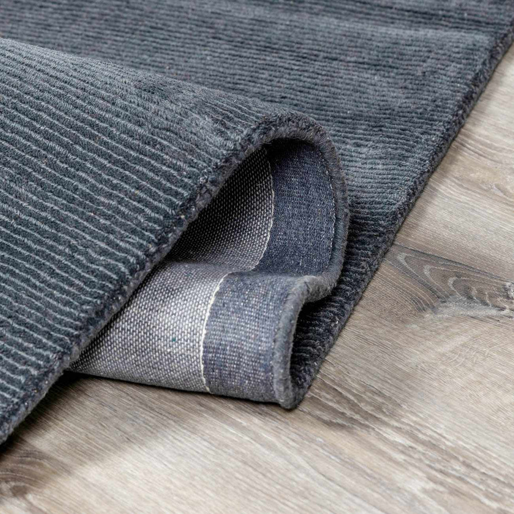 Brockton Solid Night Blue Wool Rug