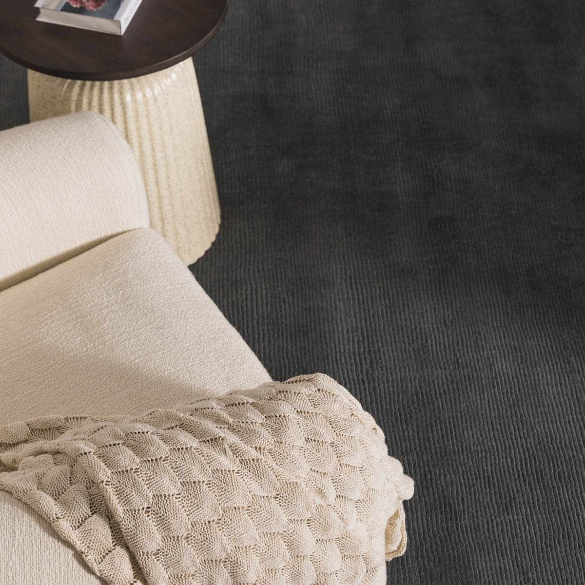 Brockton Solid Night Blue Wool Rug