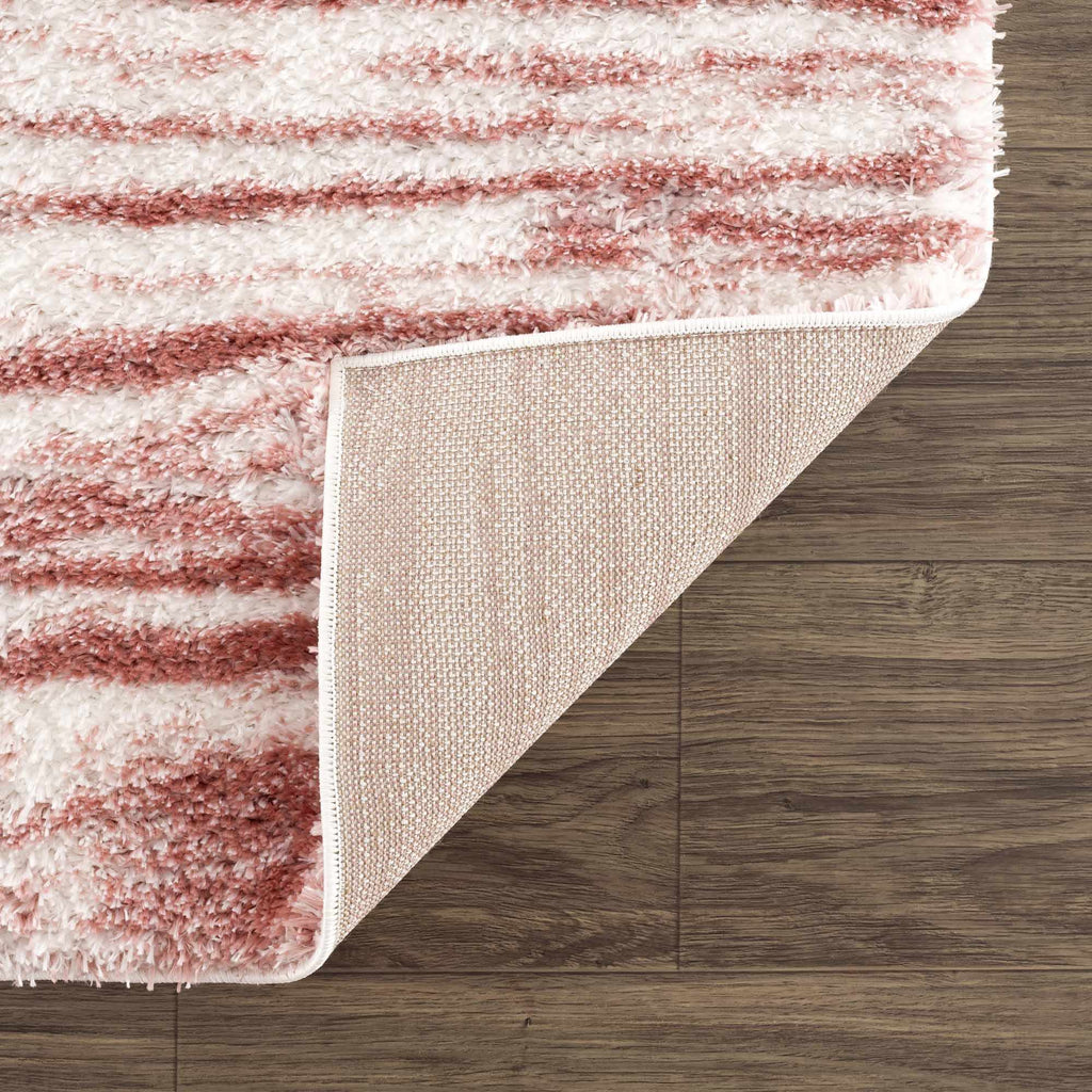 Melia Pink Striped Plush Area Rug - Clearance