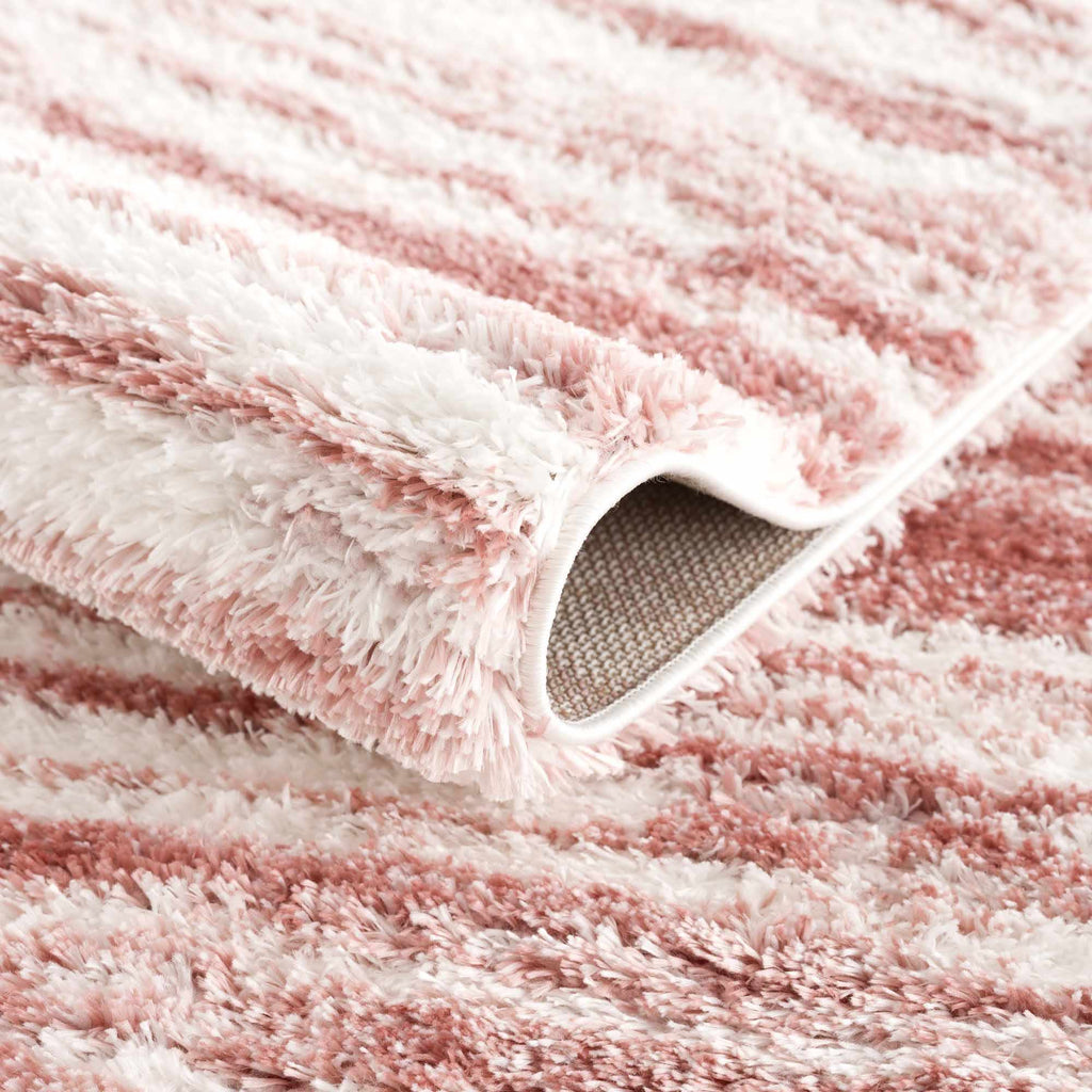 Melia Pink Striped Plush Area Rug - Clearance