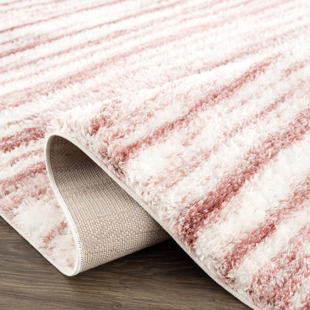 Melia Pink Striped Plush Area Rug - Clearance