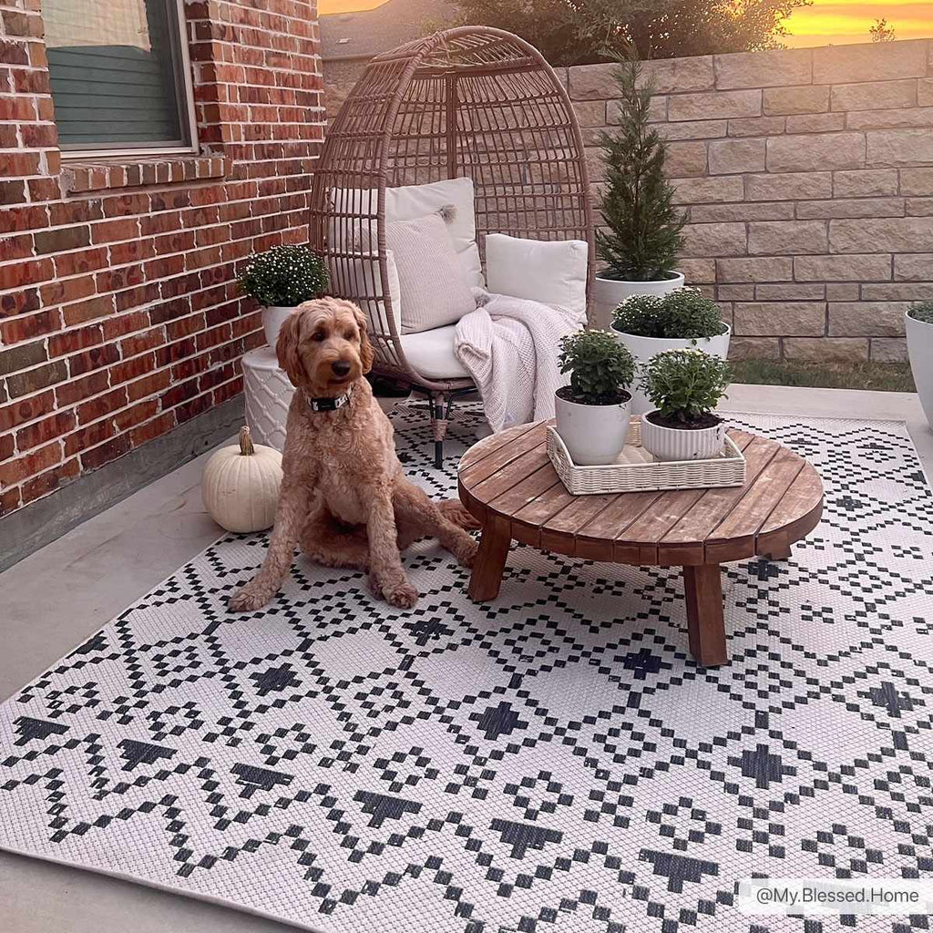 Haynesville Moroccan Design Pixel Outdoor Rug - Clearance