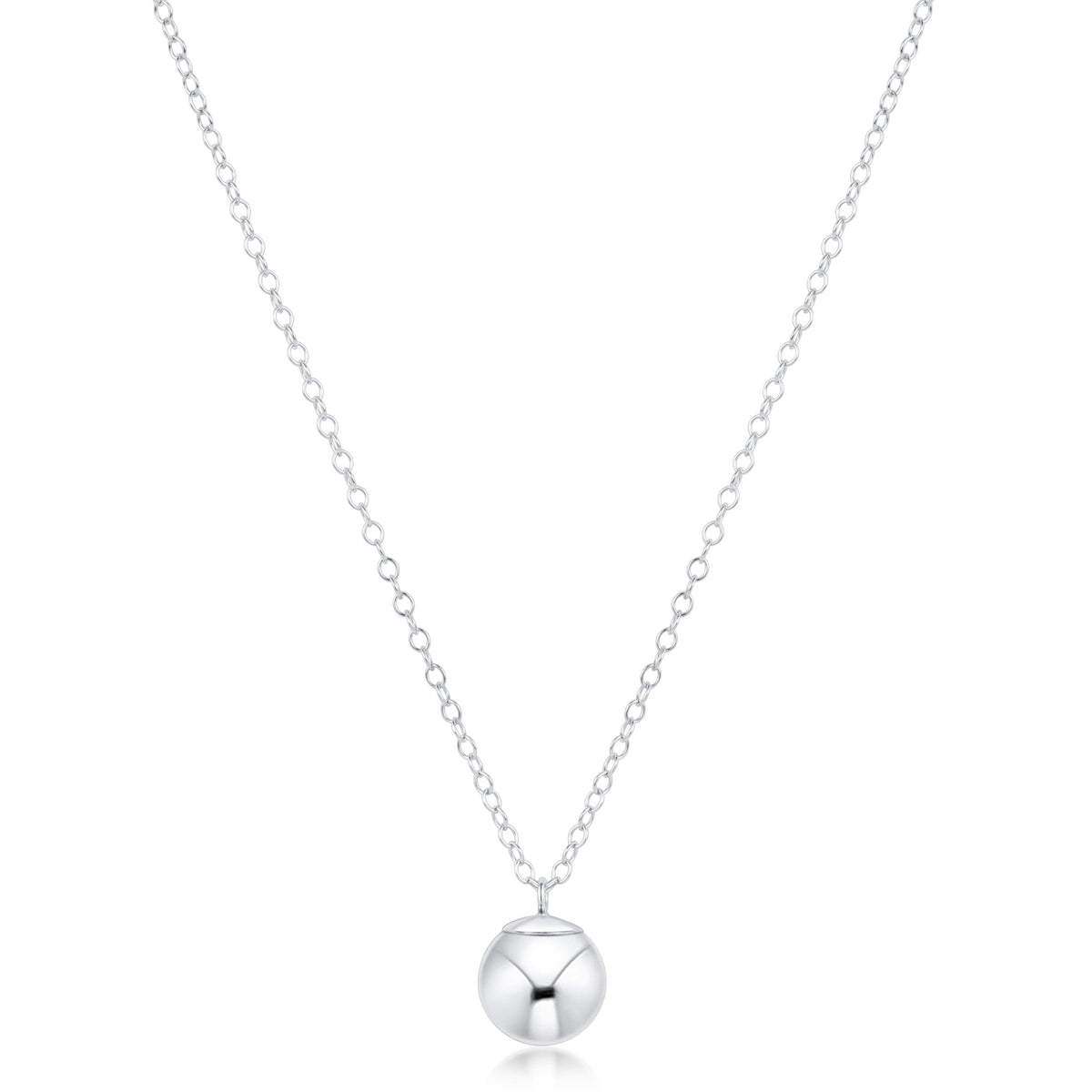 16" Necklace Sterling - Classic Sterling 8mm Charm