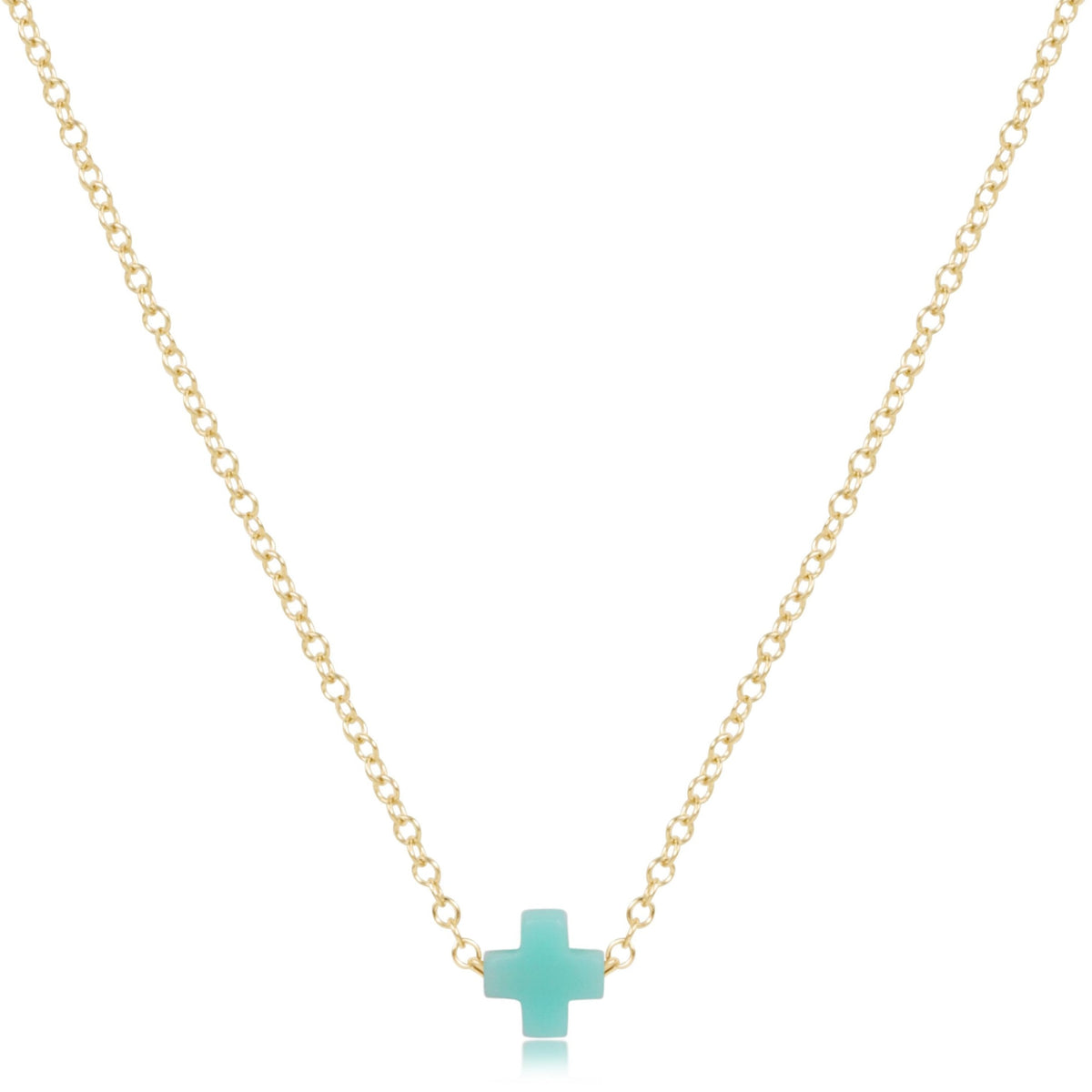 16" Necklace Gold - Signature Cross Small