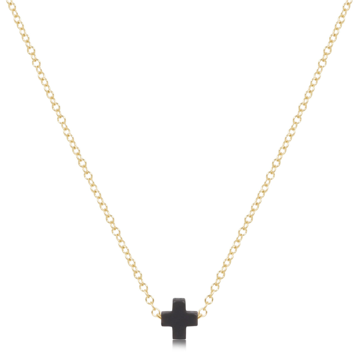 16" Necklace Gold - Signature Cross Small