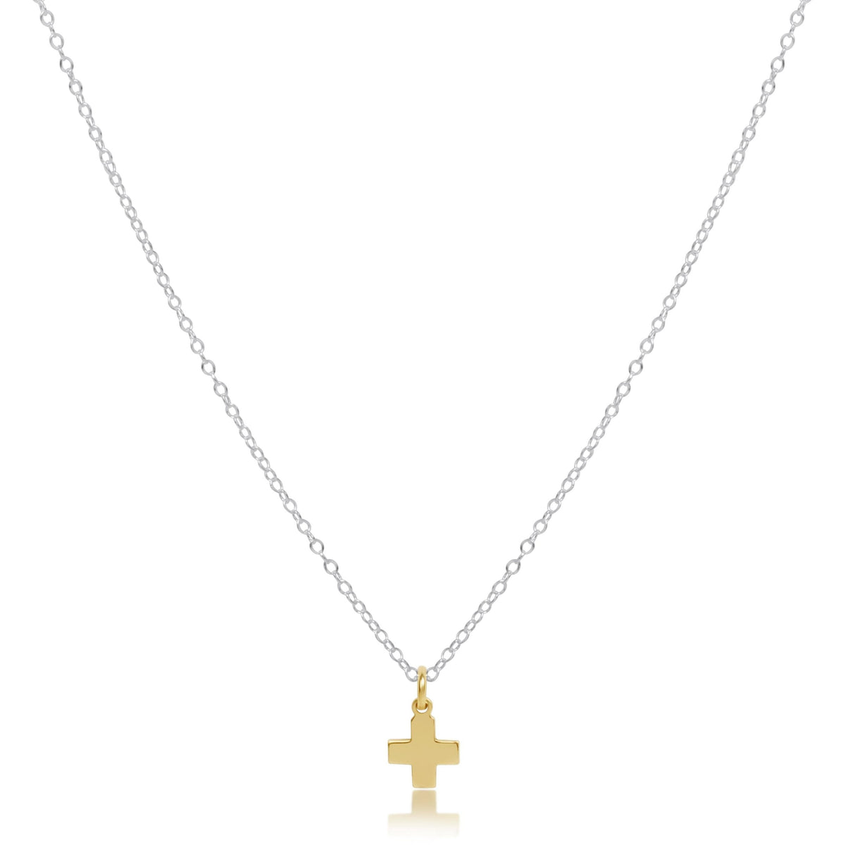 16" Necklace Mixed Metal - Signature Cross Gold Charm