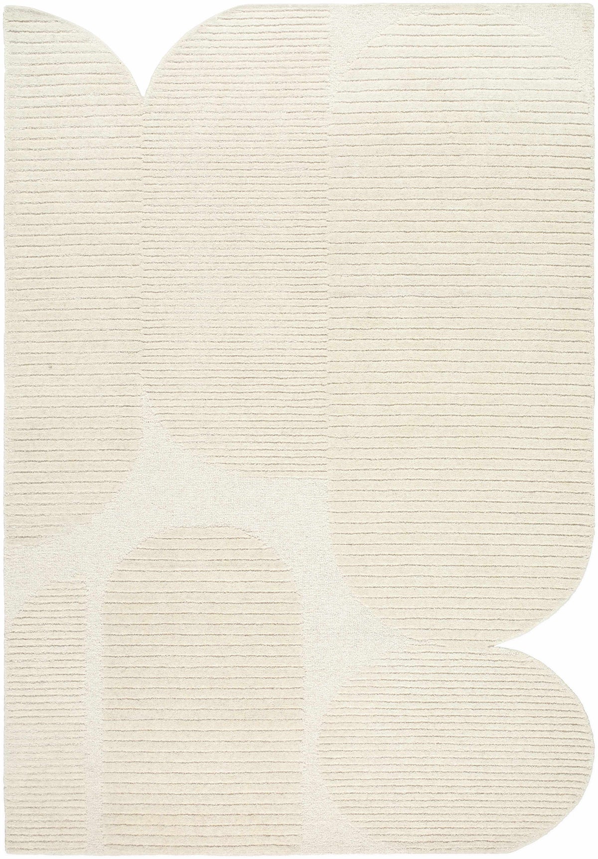 Jgadve Ivory Abstract Hand Tufted Wool Area Rug