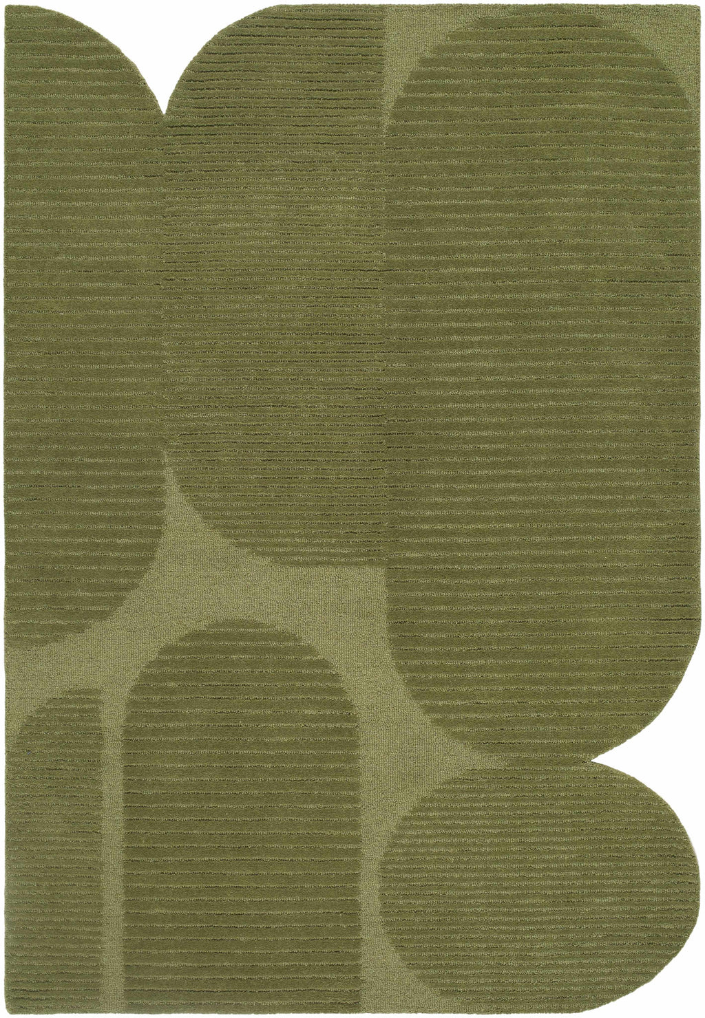 Goci Olive Abstract Hand Tufted Wool Area Rug
