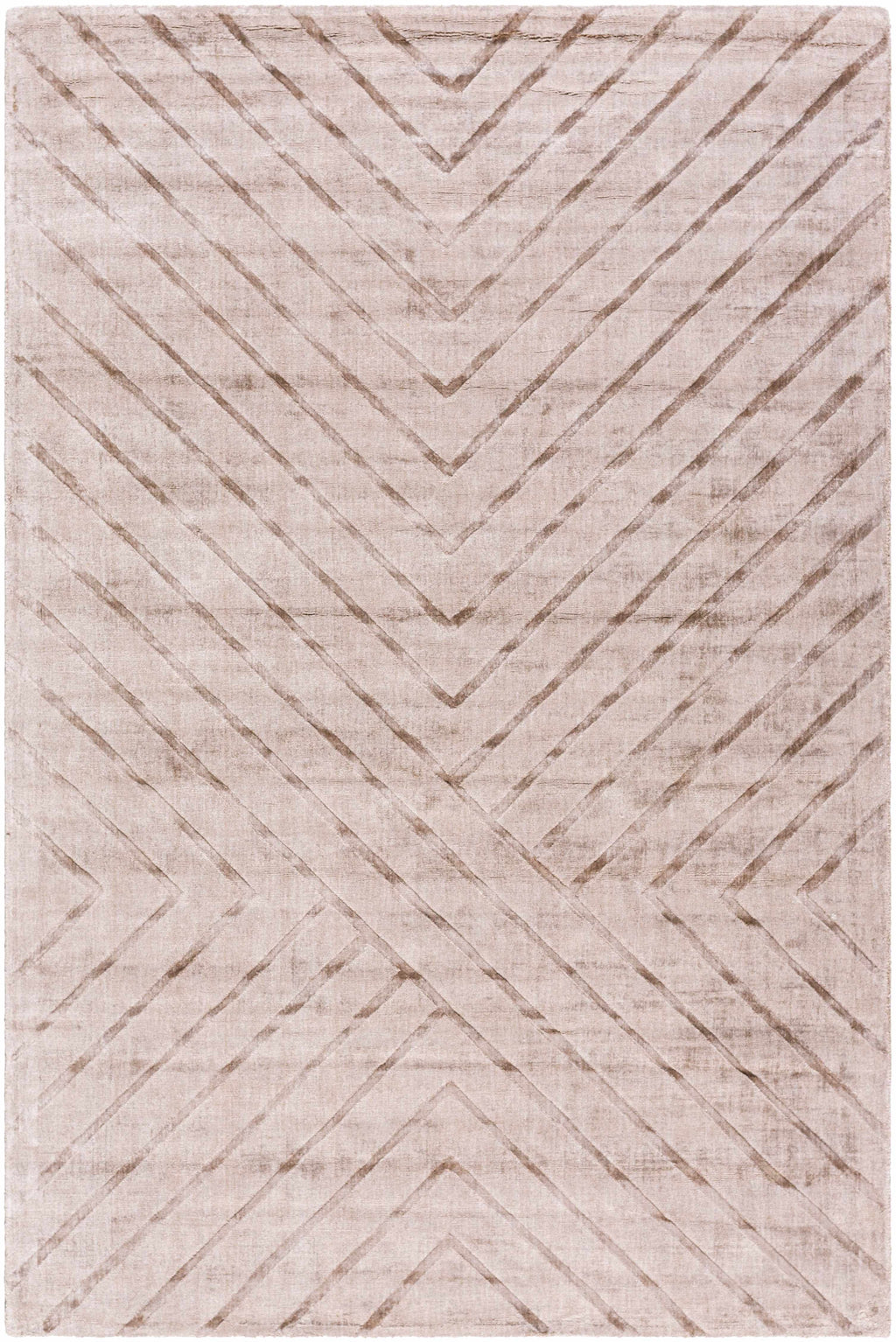 Tavran Taupe Subtle Linear Texture Cottage Farmhouse Viscose Handmade Area Rug - Clearance