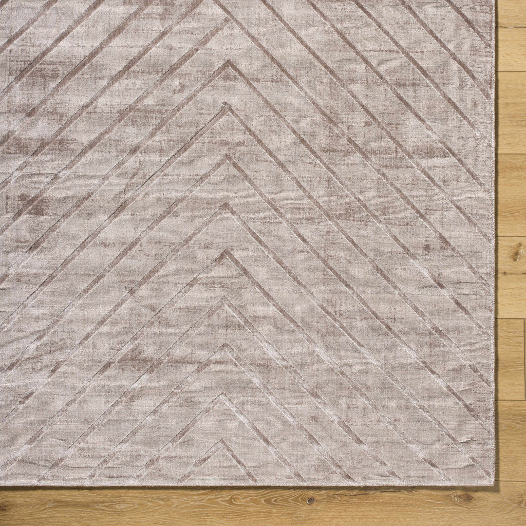 Tavran Taupe Subtle Linear Texture Cottage Farmhouse Viscose Handmade Area Rug - Clearance