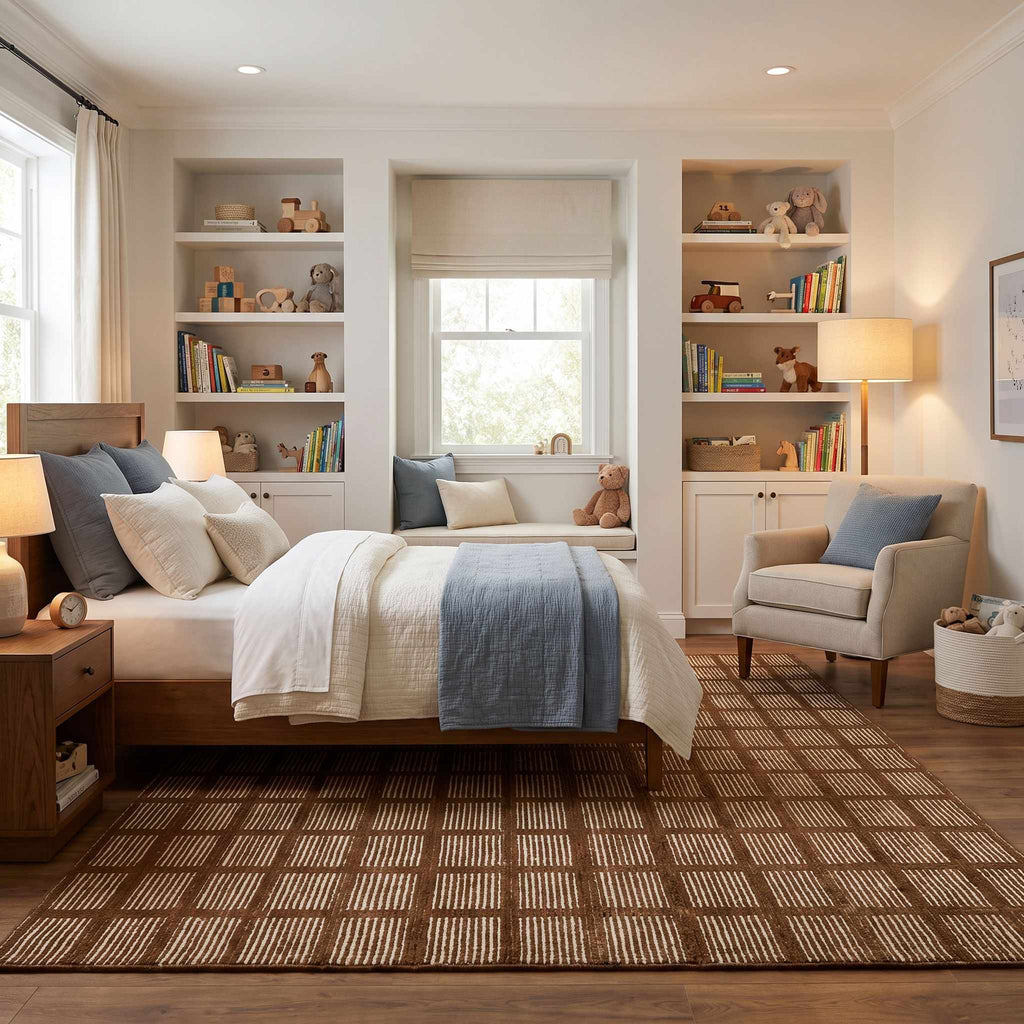 Pumoma Brown Modern Minimalist Handmade Area Rug