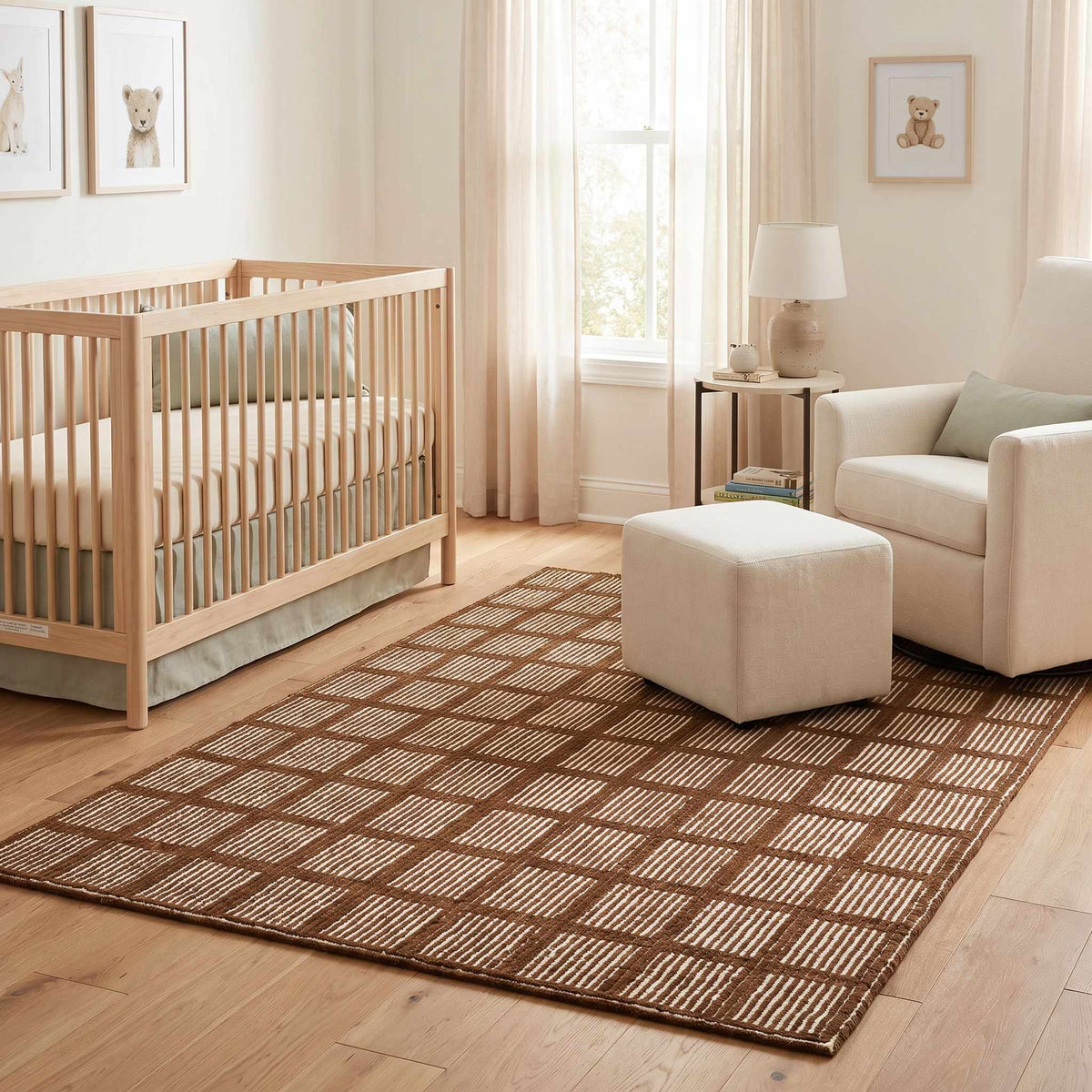 Pumoma Brown Modern Minimalist Handmade Area Rug