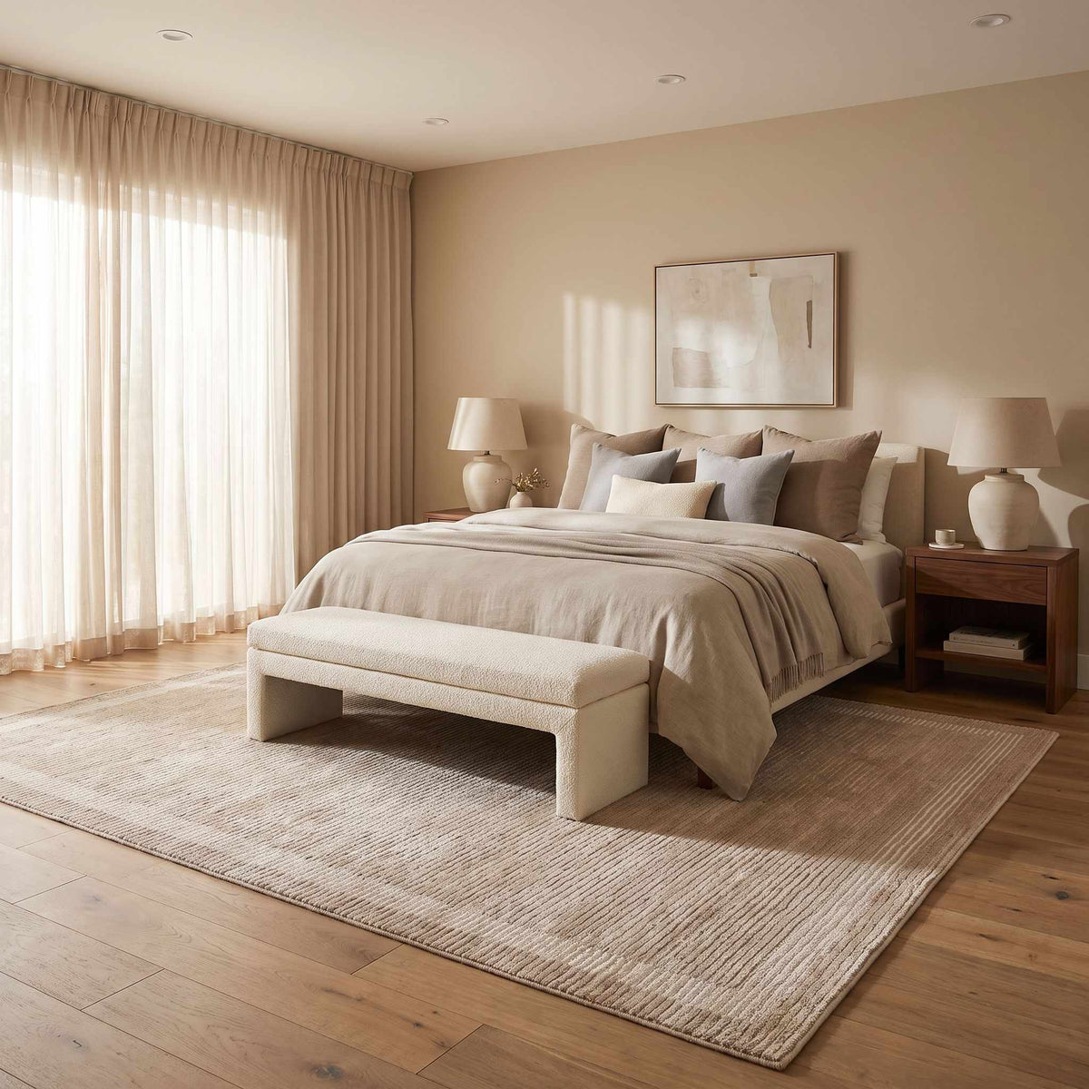 Emerin Sandstone Modern Minimalist Handmade Area Rug