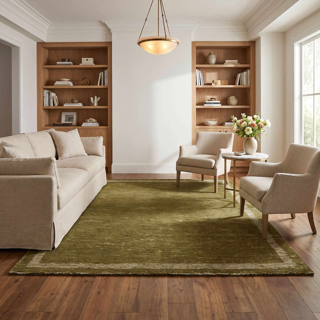 Tufape Green Modern Minimalist Handmade Area Rug