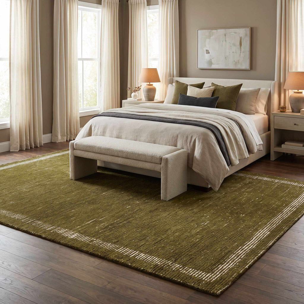 Tufape Green Modern Minimalist Handmade Area Rug