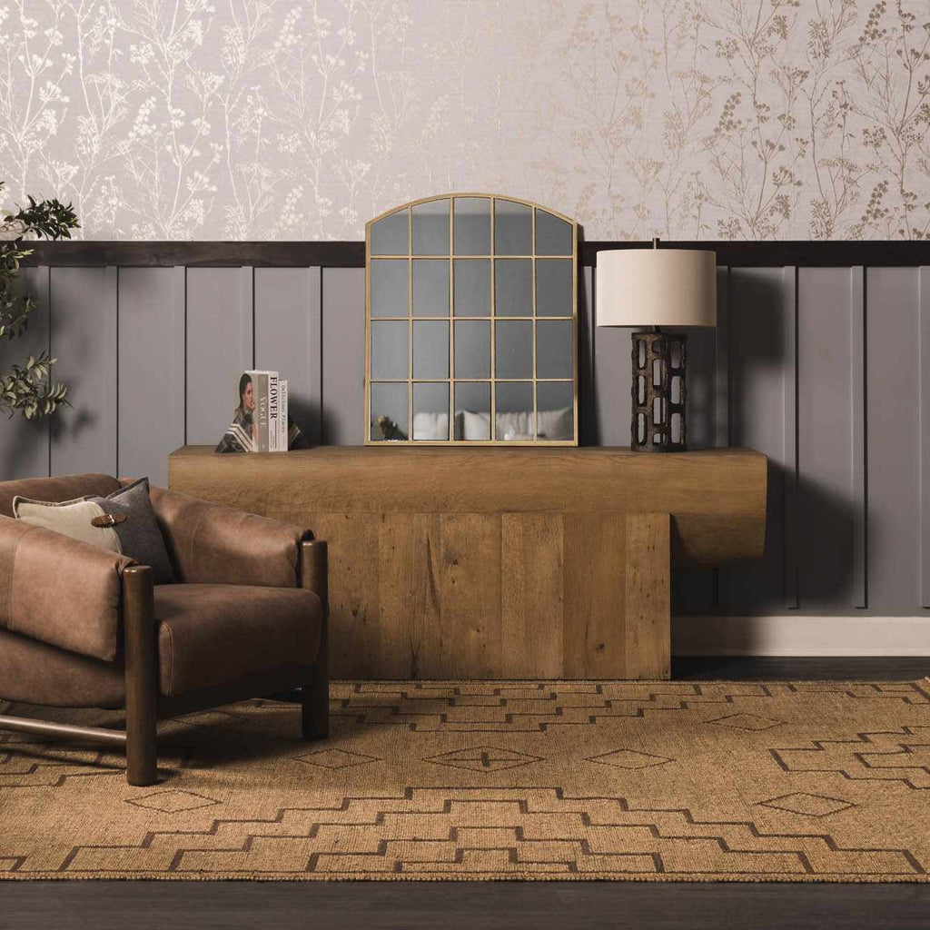 Jame Hand Woven Jute & Leather Area Rug