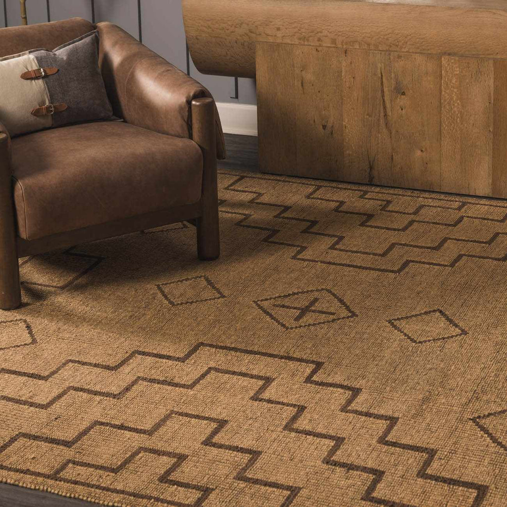 Jame Hand Woven Jute & Leather Area Rug
