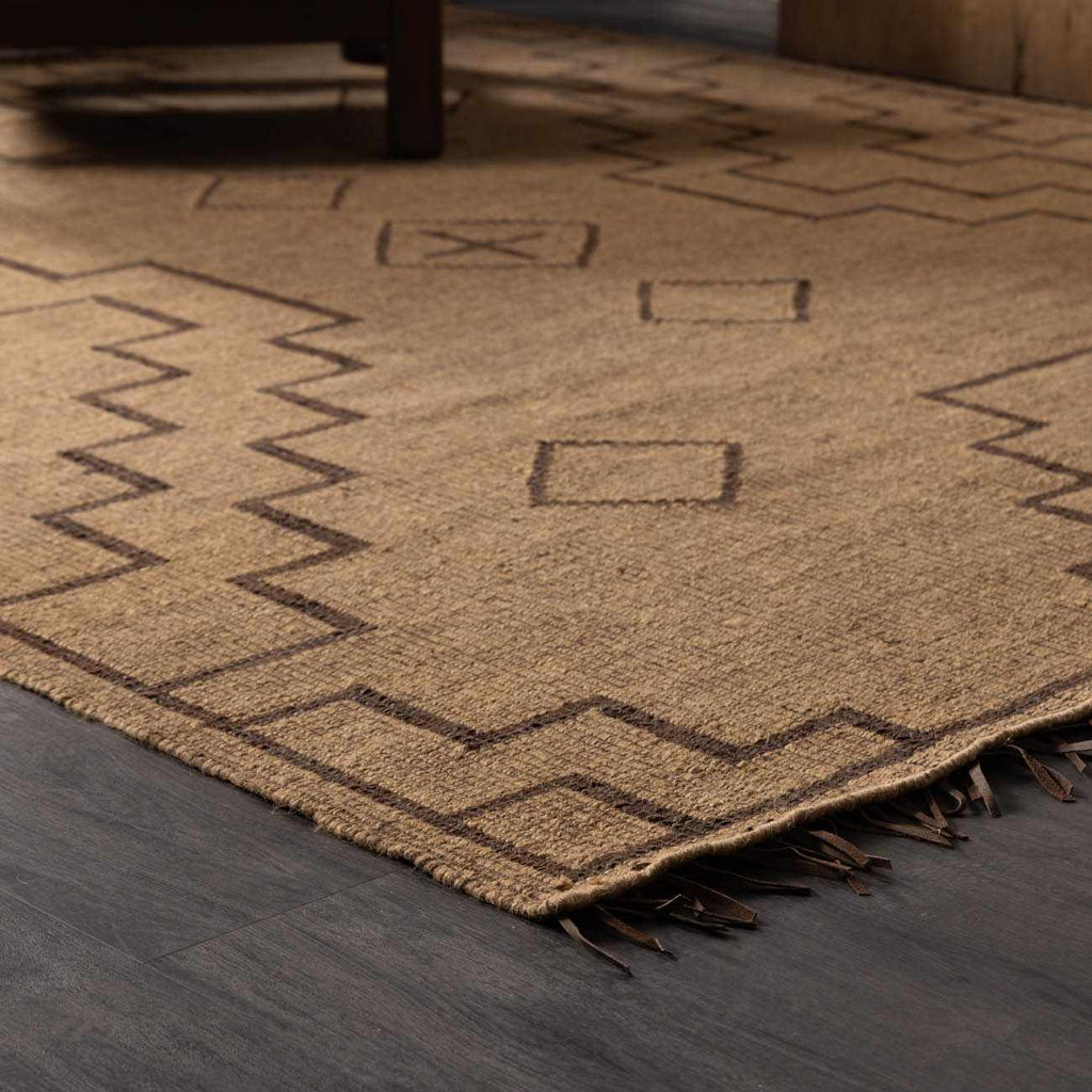 Jame Hand Woven Jute & Leather Area Rug