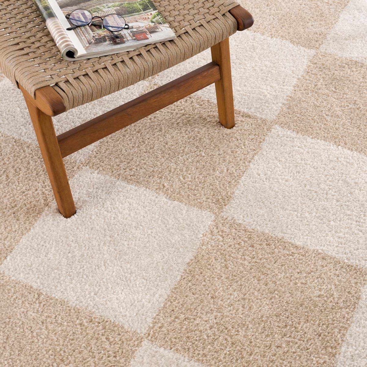 Arilla Beige Washable Diamond Area Rug