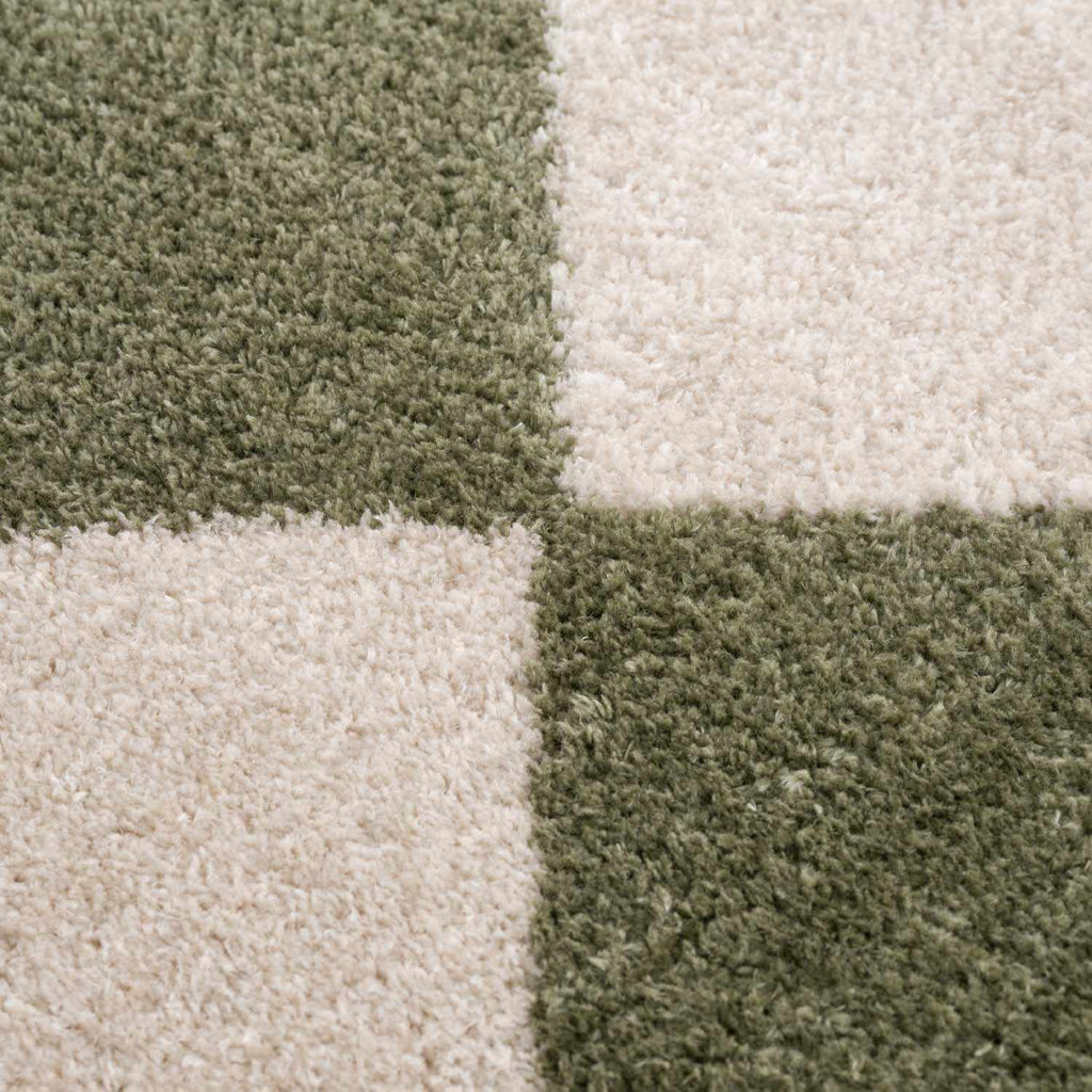 Arilla Green Washable Diamond Area Rug