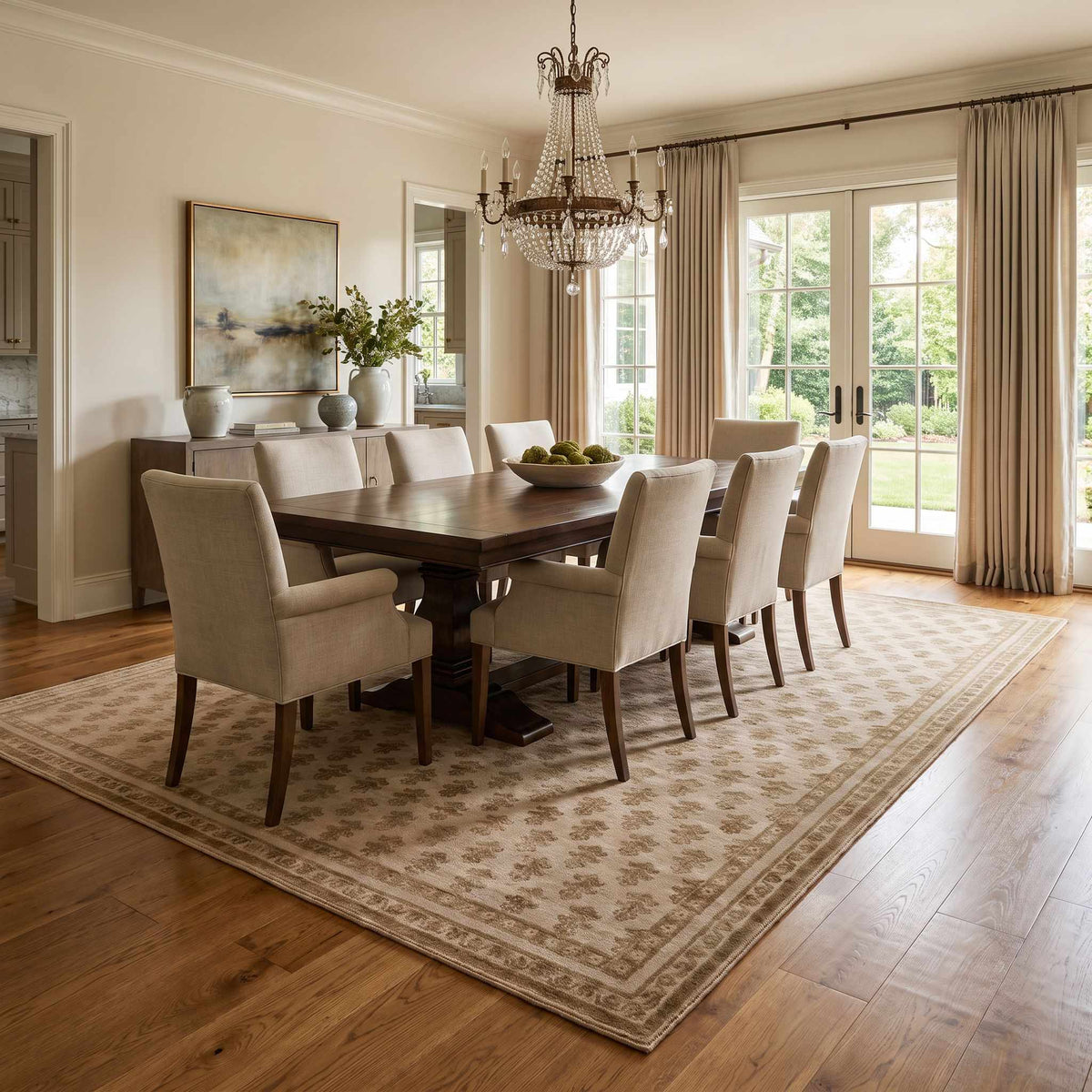Darwid Camel Damask Washable Area Rug