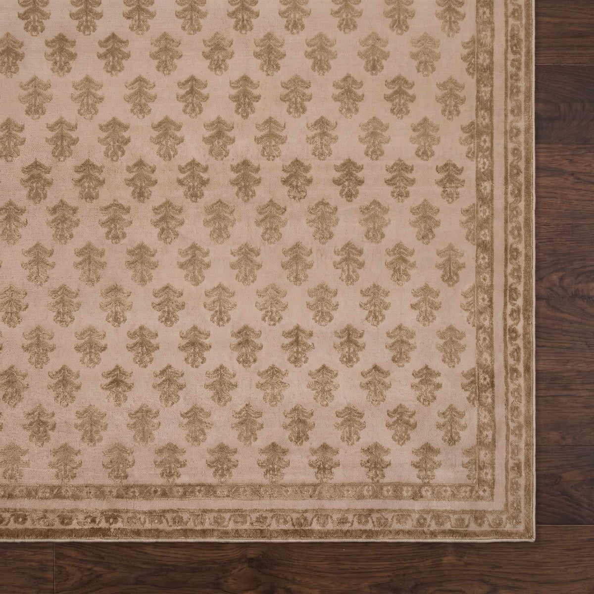 Darwid Camel Damask Washable Area Rug