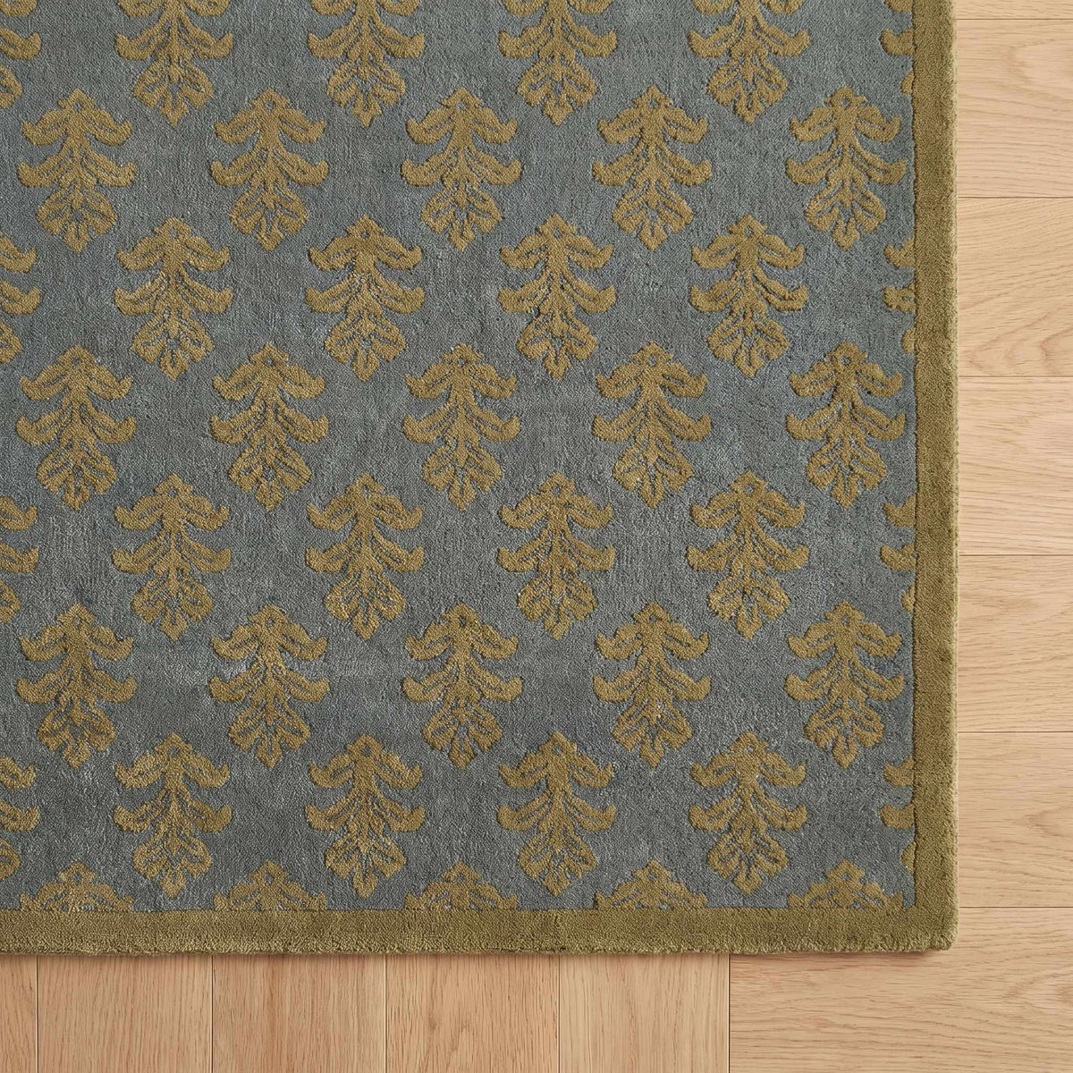 Darwid Green Damask Washable Area Rug