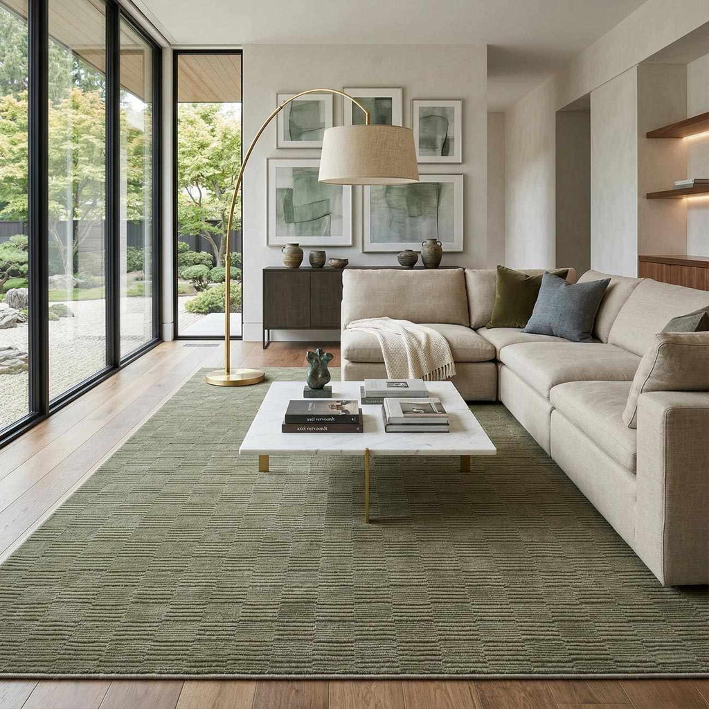 Kazuma Green Washable Area Rug