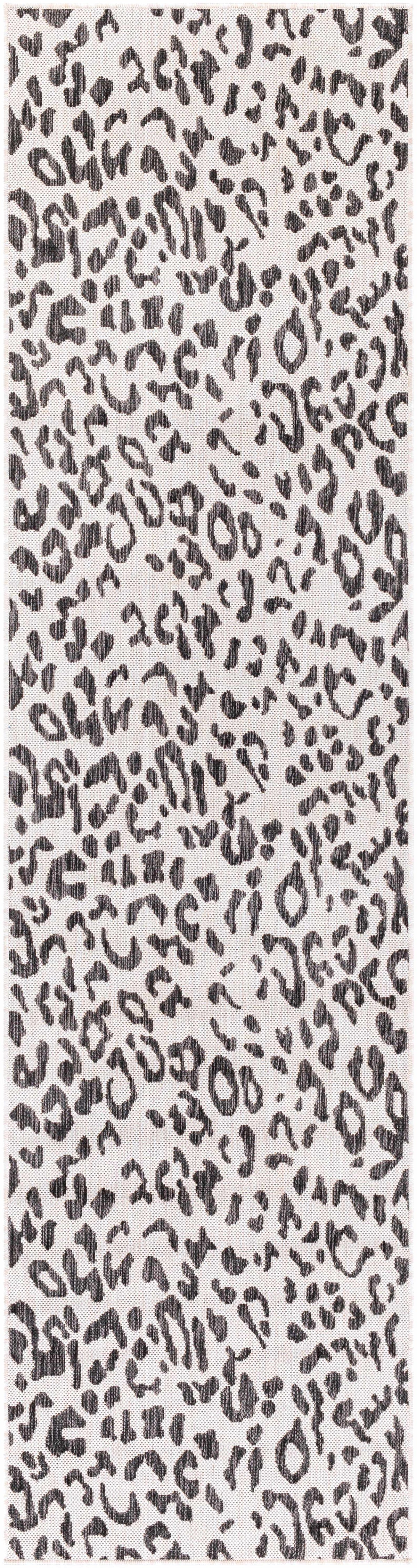 Alderbury White Leopard Print Outdoor Rug